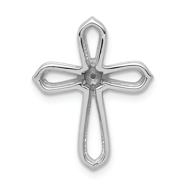 Rhodium Over 14k White Gold Diamond Cross Pendant