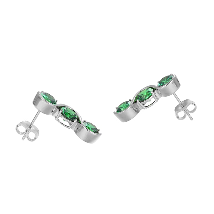 Green Cubic Zirconia Platinum Over Silver May Birthstone Earrings 7.49ctw