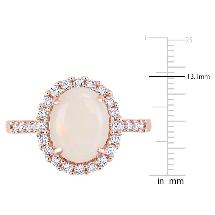 Opal and Diamond 14K Rose Gold Ring 2.08ctw
