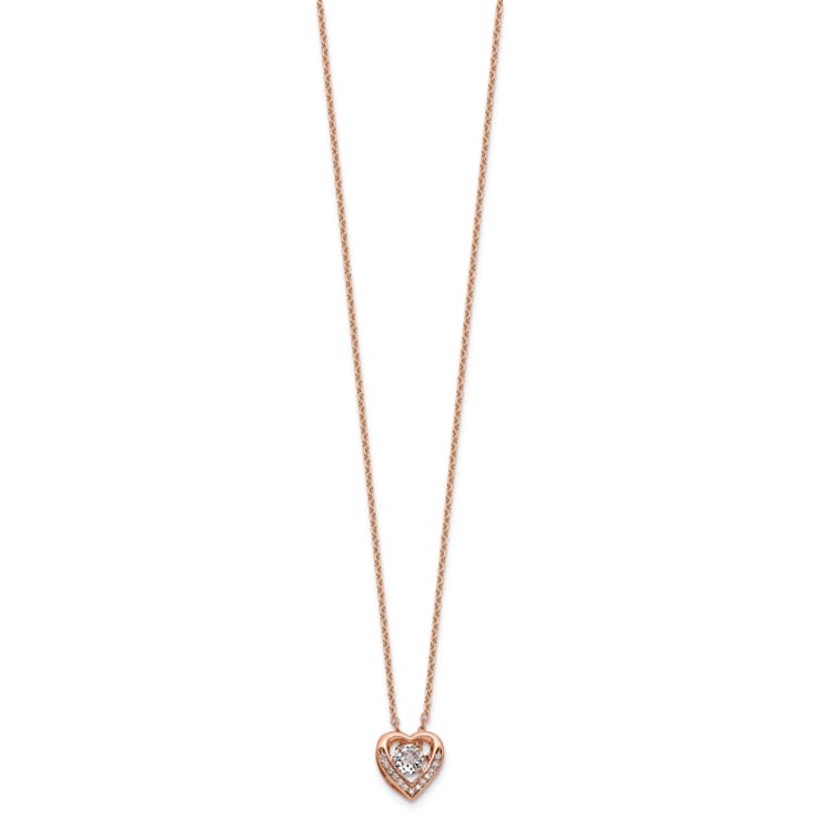 14K Rose Gold Over Sterling Silver Vibrant Cubic Zirconia Heart Necklace