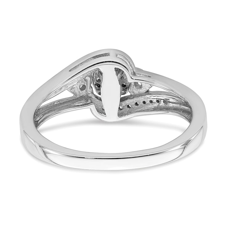 Rhodium Over 10K White Gold Lab Grown Diamond Cluster Engagement Ring 0.201ctw