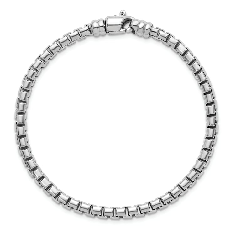 Rhodium Over Sterling Silver Polished 4mm Box 8 Inch Chain