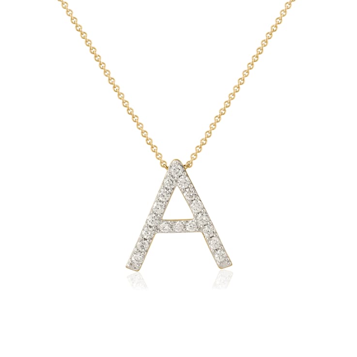 Lab-Grown Diamond Initial A Necklace In 14K Gold Over Sterling Silver 0.50ctw