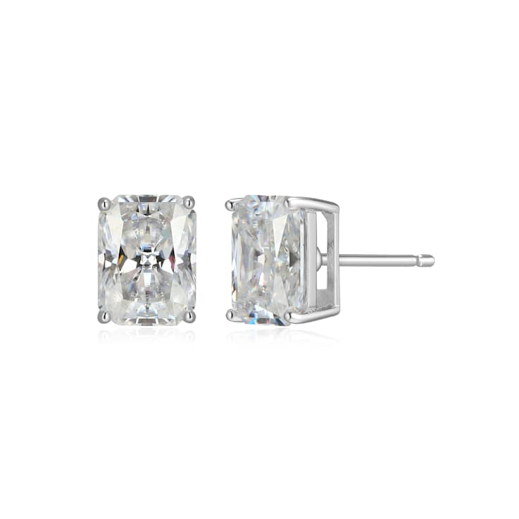 Emerald Cut Moissanite Platineve Stud Earrings 3.50ctw DEW