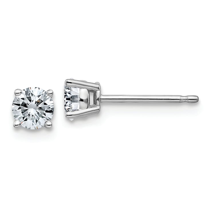 Rhodium Over 14K White Gold 1/2ct. 4.0mm Round D E F Pure Light
Moissanite Earrings