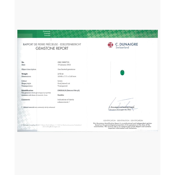 Emerald 10.4x7.71mm Oval 2.72ct