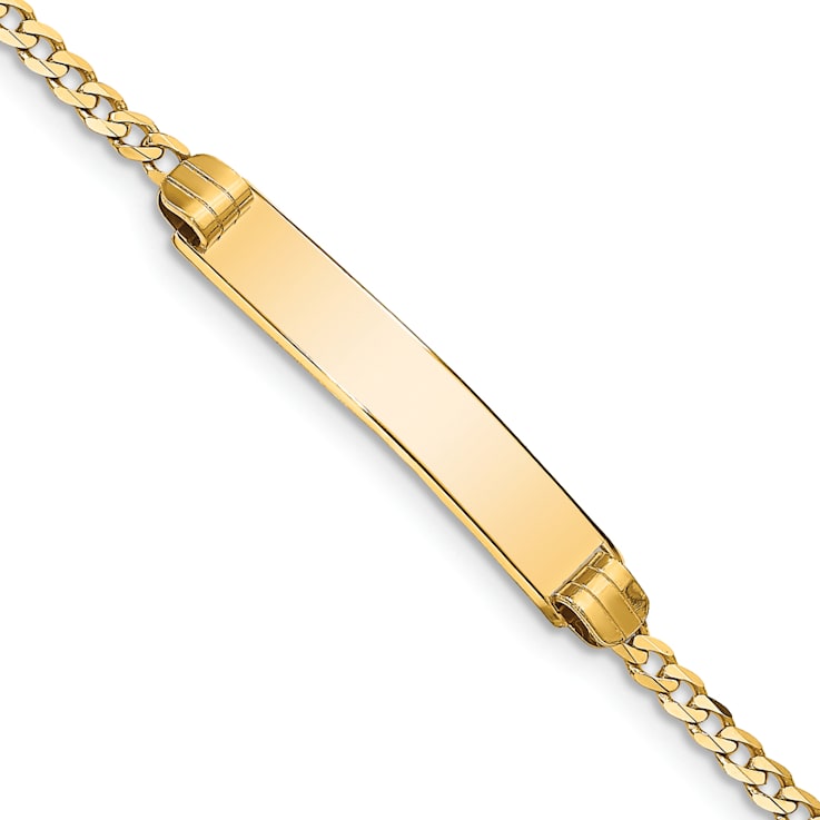 14k Yellow Gold Curb Link ID Bracelet