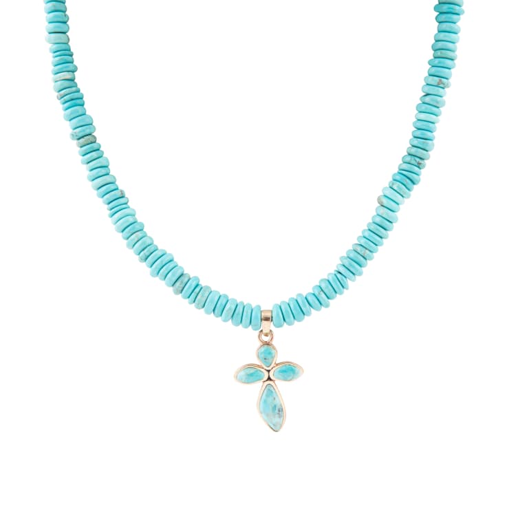 Barse Magnesite Cross Pendant Necklace In Bronze