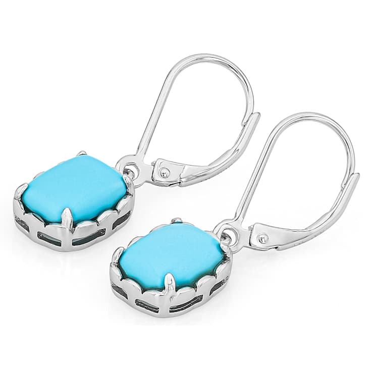 Turquoise Drop Earrings In Sterling Silver 9x7mm