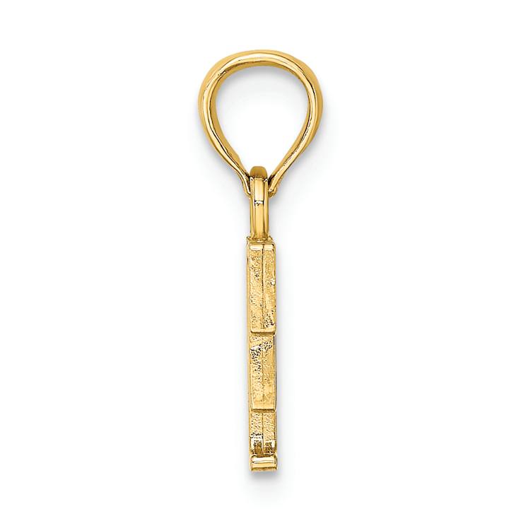 14k Yellow Gold Polished Block Letter F Initial Pendant