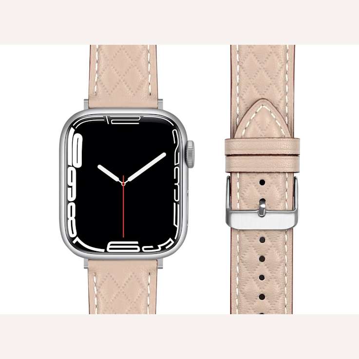 Starlight Quilted Leather Apple Watch Band with Buckle (38-40-41mm).
Band Only, Watch Not Included.