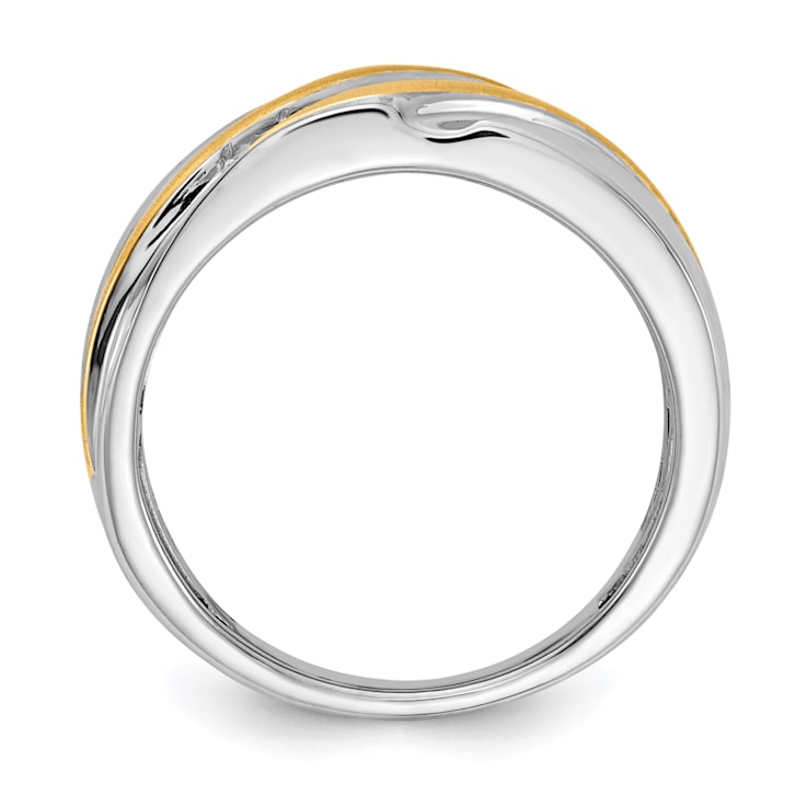 14K Two-tone Yellow and White Gold Lab Grown Diamond Men's Ring