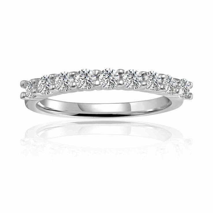 Round Moissanite Sterling Silver Anniversary Style Stackable Band Ring, 0.51ctw