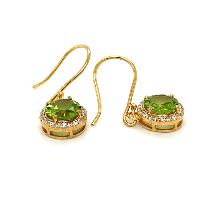 4.16ctw Round Peridot and Cubic Zirconia 14K Rose Gold Over Sterling
Silver Earrings