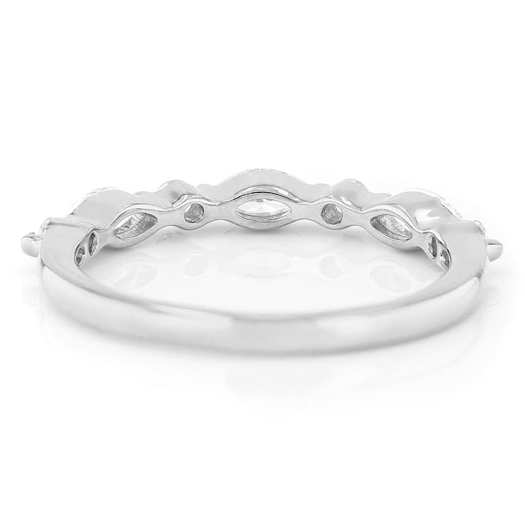 Lab-Grown Diamond Marquise And Round Ring In Sterling Silver