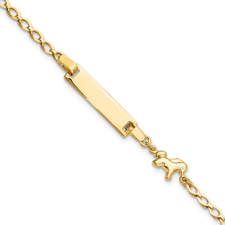 14k Yellow Gold Polished Horse and Pony Children's ID Bracelet