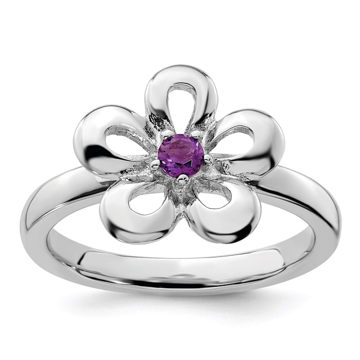 Sterling Silver Stackable Expressions Amethyst Flower Ring Sterling Silver Stackable Expressions Amethyst Flower Ring