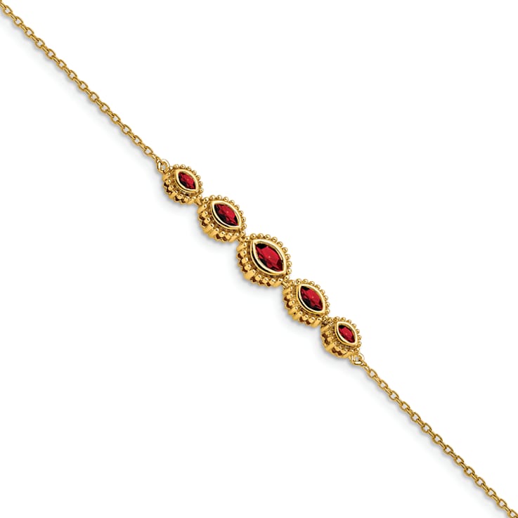 14k Yellow Gold Marquise Garnet Bracelet