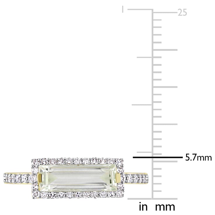 1.04ctw Green Quartz And 0.25ctw Diamond 14k Yellow Gold Halo Ring