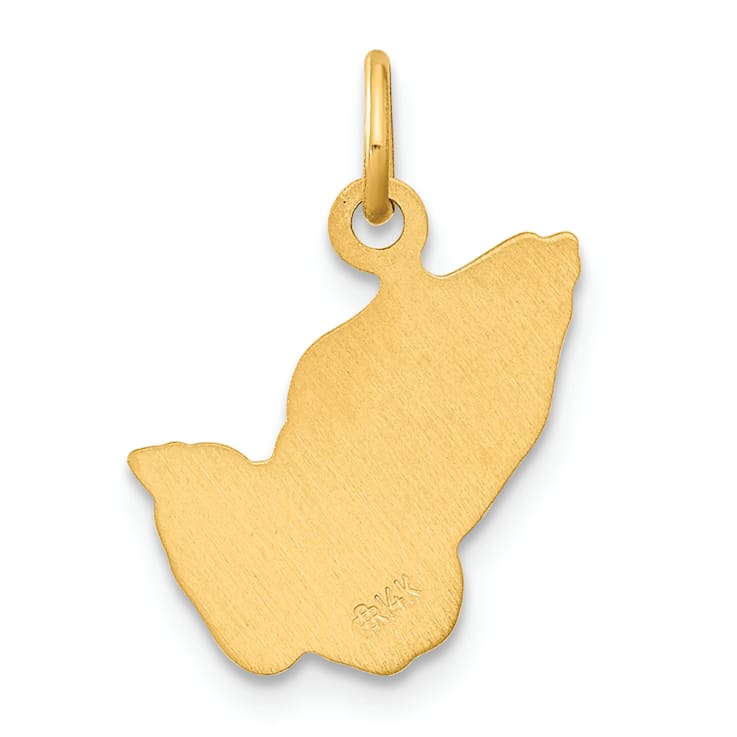 14k Yellow Gold Textured Praying Hands Charm Pendant