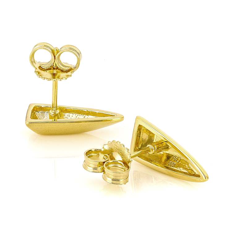 Polished Rectangular Bar Stud Earrings In 18K Gold Over Sterling Silver