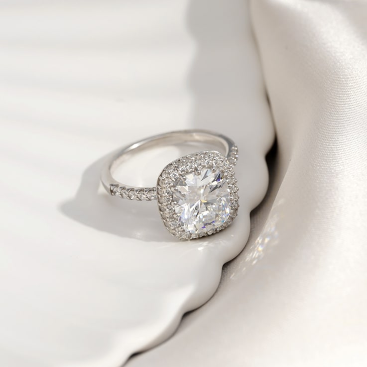 White Cubic Zirconia Platinum Over Sterling Silver Ring 4.68ctw