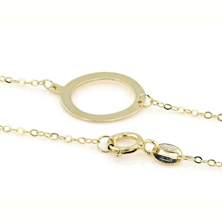 Sideways Initial Q Necklace In Solid 14K Yellow Gold 18 Inch