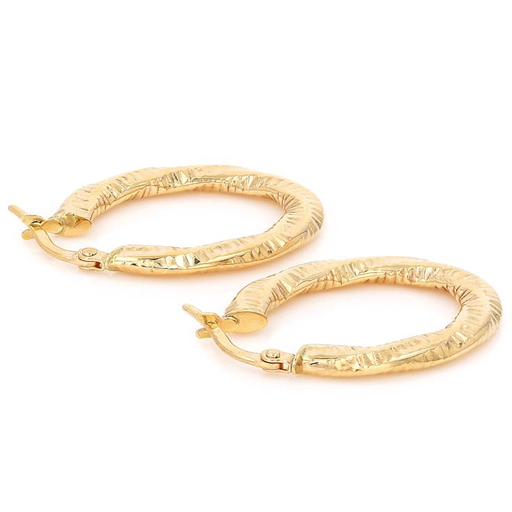 Twisted Oval Hoop Earrings In 14K Gold