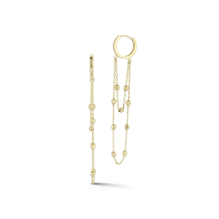 Bellissima Gold 14K Yellow Gold Beaded Double Hanging Chain Earrings