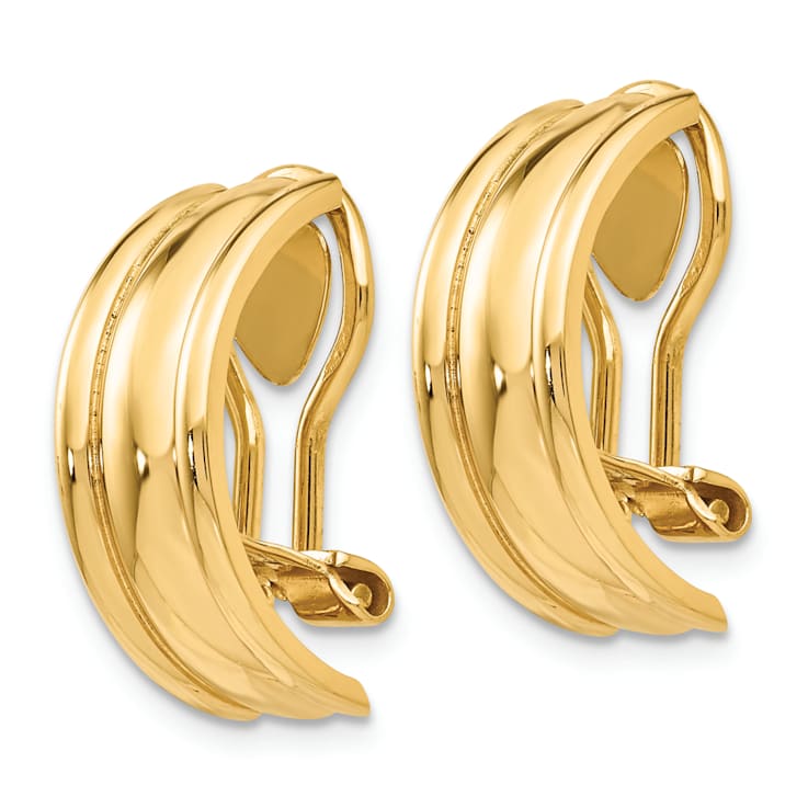 14k Yellow Gold 11/16" Fancy Non-Pierced Earrings