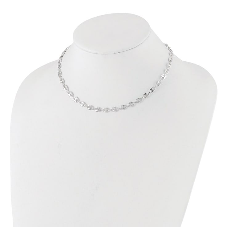 Rhodium Over Sterling Silver 16-inch with 2-inch Extension Fancy Link Necklace