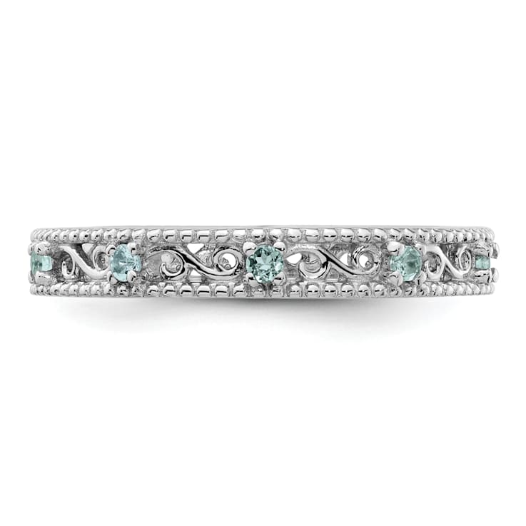 Sterling Silver Stackable Expressions Aquamarine Ring 0.13ctw