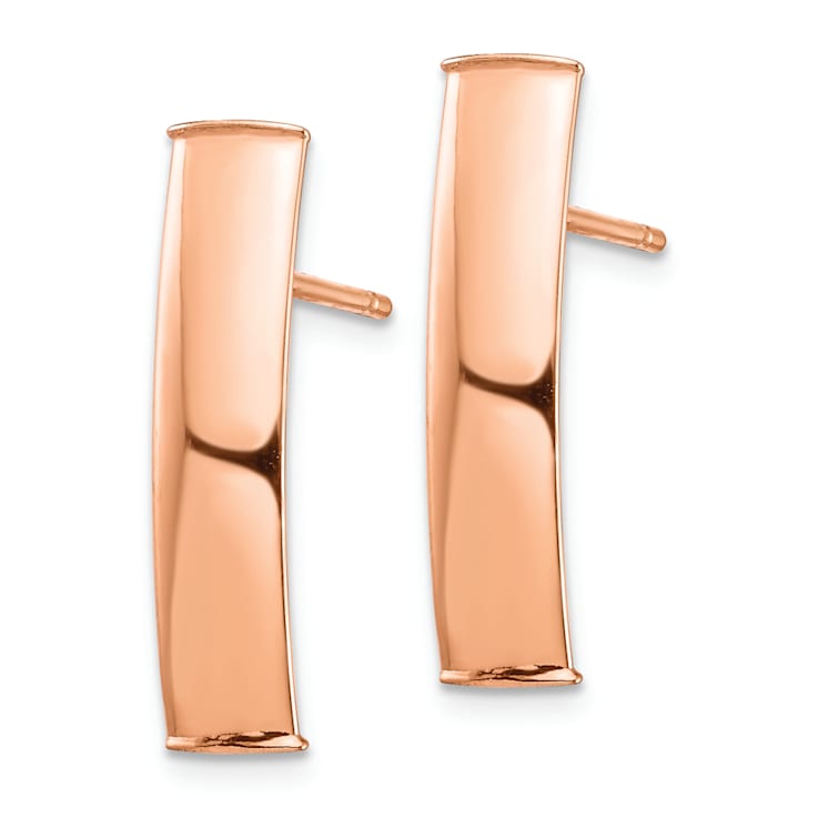 14k Rose Gold Polished Bar Stud Earrings