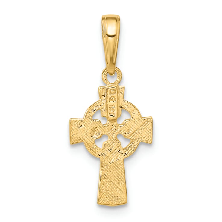 14K Yellow Gold Celtic Cross with Eternity Circle Pendant