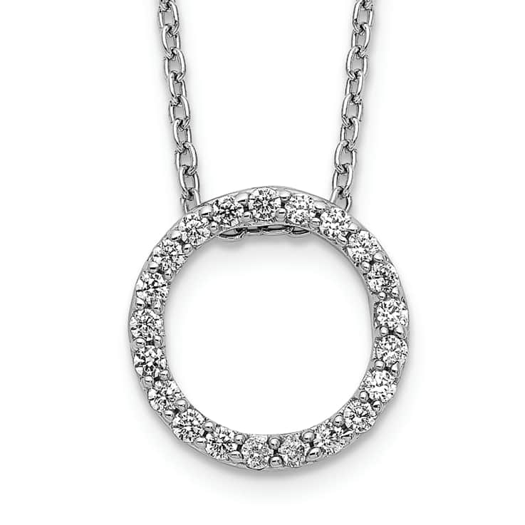 Rhodium Over 10k White Gold 0.25 ctw Diamond Circle Pendant with 18 inch
Cable Chain