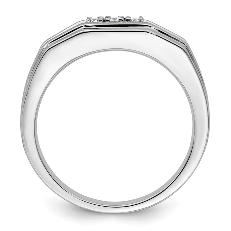 Rhodium Over 14K White Gold Lab Grown Diamond Men's Ring