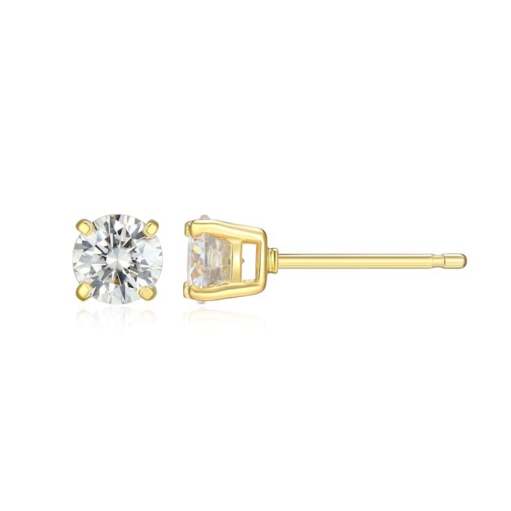 Moissanite 14k Yellow Gold Over Silver Stud Earrings 1.00ctw DEW