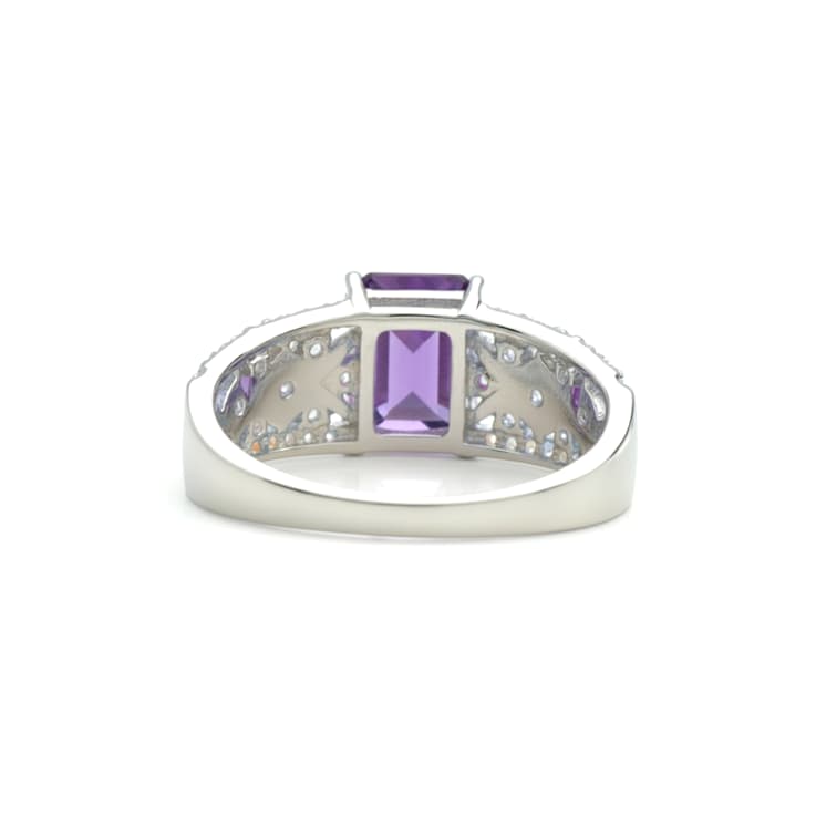Purple Amethyst White Topaz Sterling Silver Ring