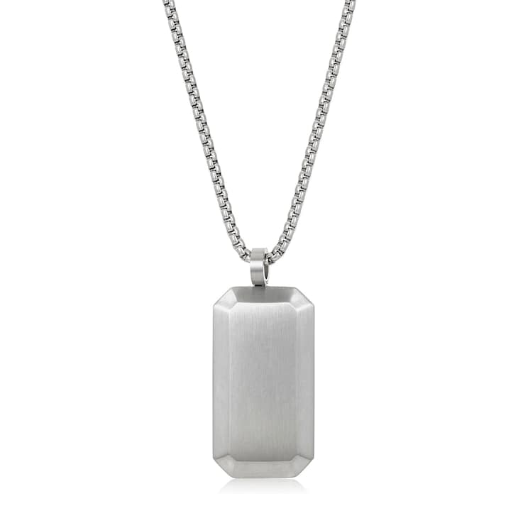 Invicta Men's Antiqued Dog Tag Pendant With Chain In Stainless Steel