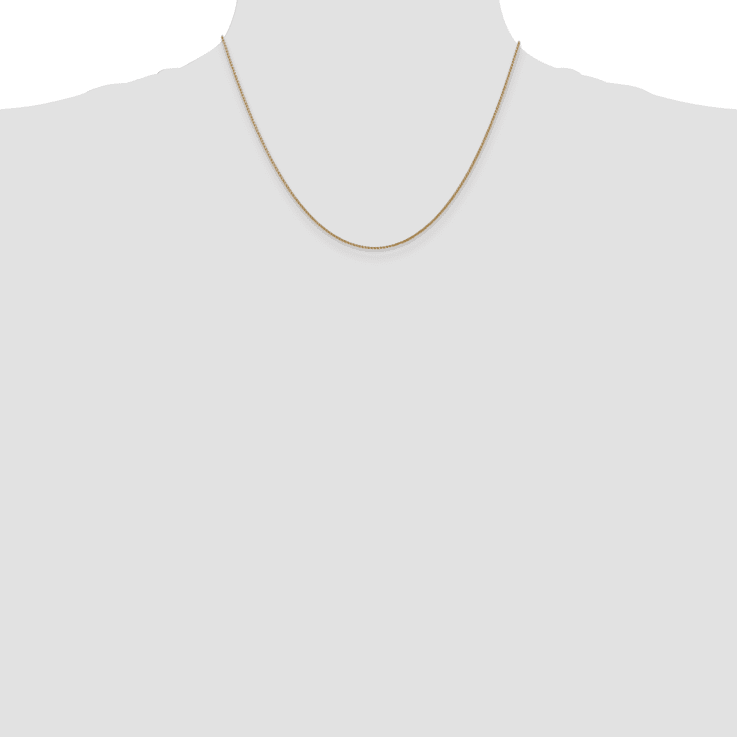 14k Yellow Gold 1mm Solid Diamond Cut Wheat Chain 18"