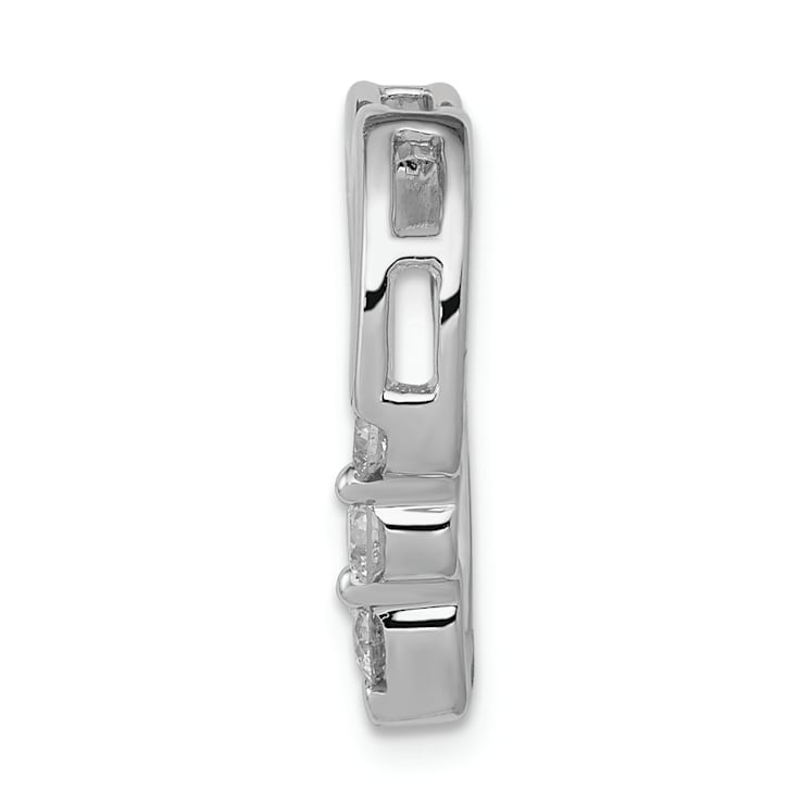 Rhodium Over 14k White Gold Diamond Heart Chain Slide