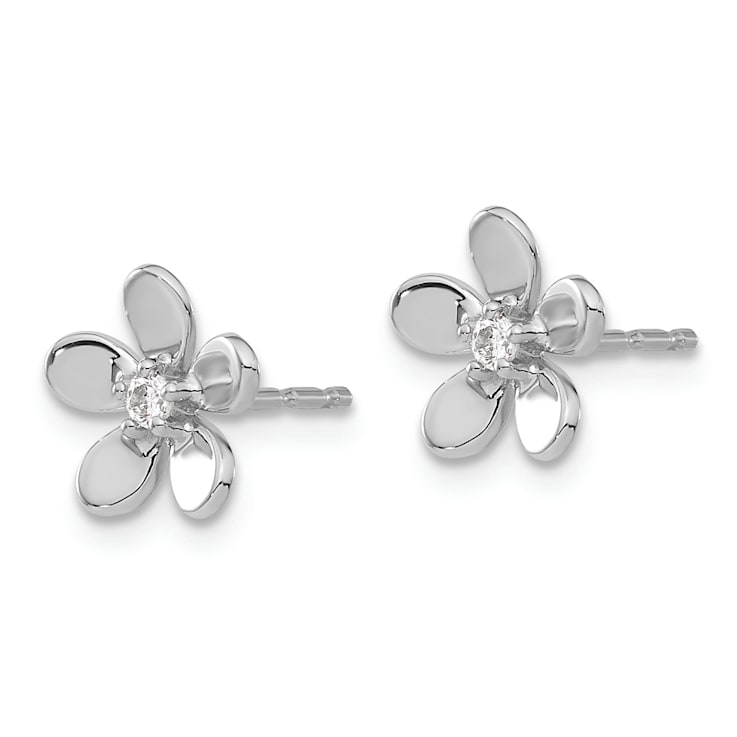 Rhodium Over 14k White Gold Diamond Stud Earrings