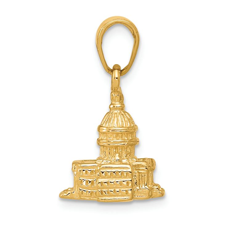 14k Yellow Gold 3D Textured Washington D.C. Capital Building Pendant