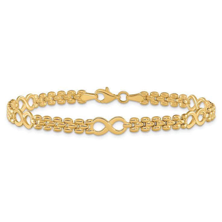 14k Yellow Gold Polished Infinity and Fancy Link Bracelet
