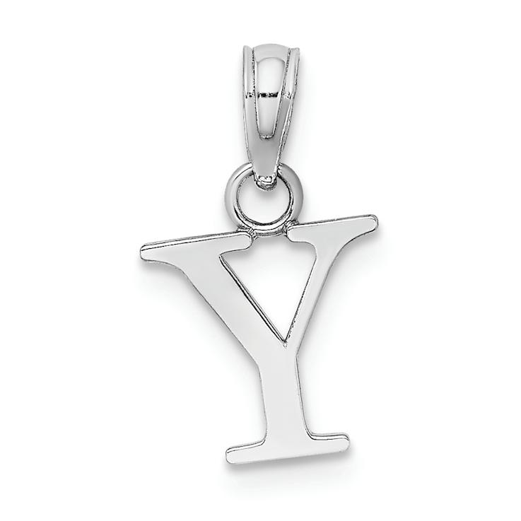 Rhodium Over 14k White Gold Polished Block Letter Y Initial Pendant