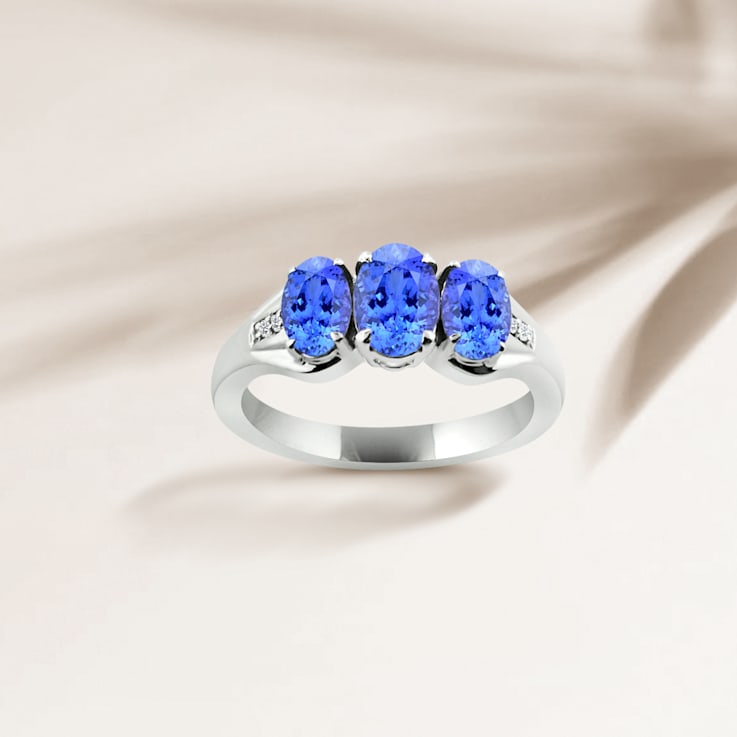 14K White Gold Oval Tanzanite and Diamond Ring, 1.73ctw