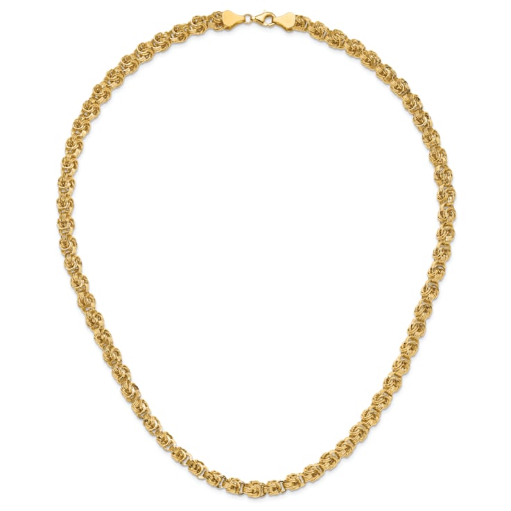 14K Yellow Gold Polished Fancy Diamond-cut Link Necklace