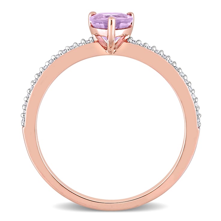 Rose de France and Diamond 10K Rose Gold Ring 0.48ctw
