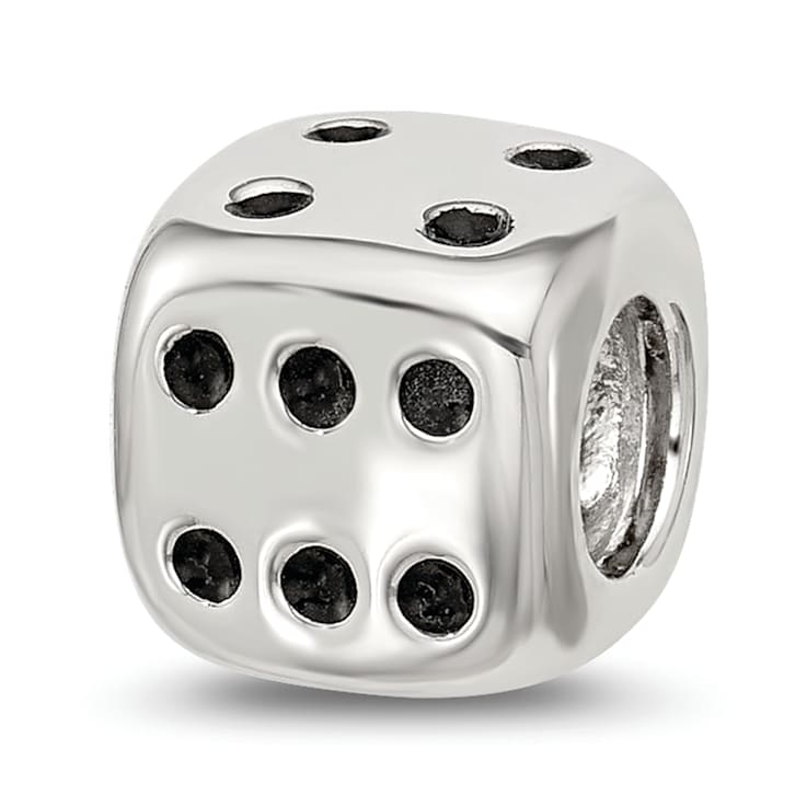 Sterling Silver Enamel 6 Sided Dice Bead