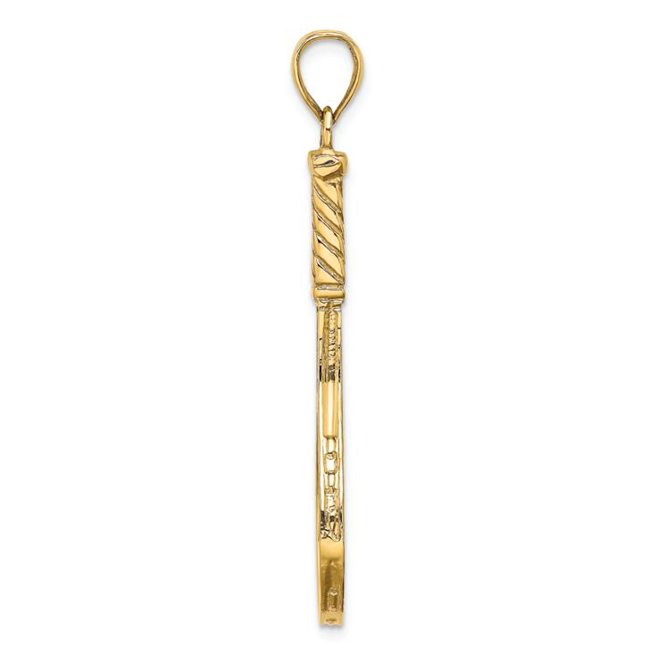 14k Yellow Gold 3D Polished and Textured Tennis Racquet Charm